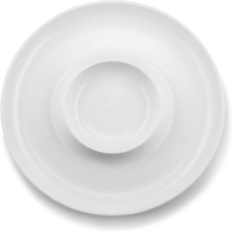 2 Pieces Ceramic Chip & Dip Platter, Round Serving Tray