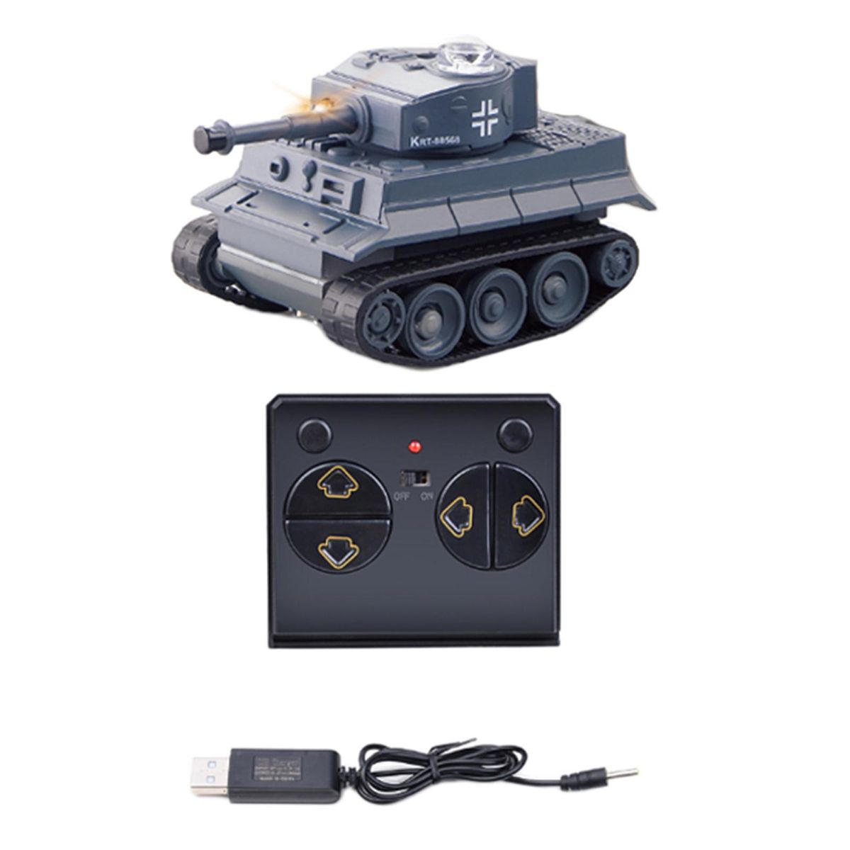 1pc Mini RC Tank Toy Remote Control Tank  Birthday Gift Gray