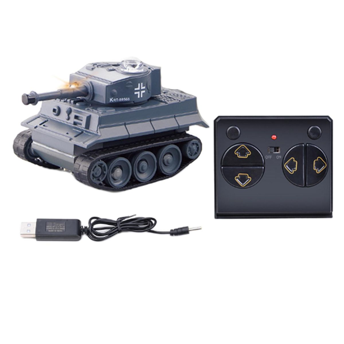 1pc Mini RC Tank Toy Remote Control Tank  Birthday Gift Gray