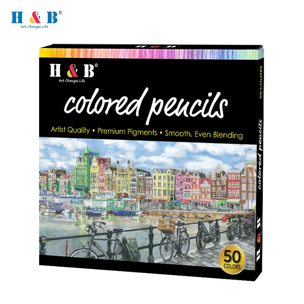 50Pc Oil Colored Pencils Set  Pre-Sharpened Color