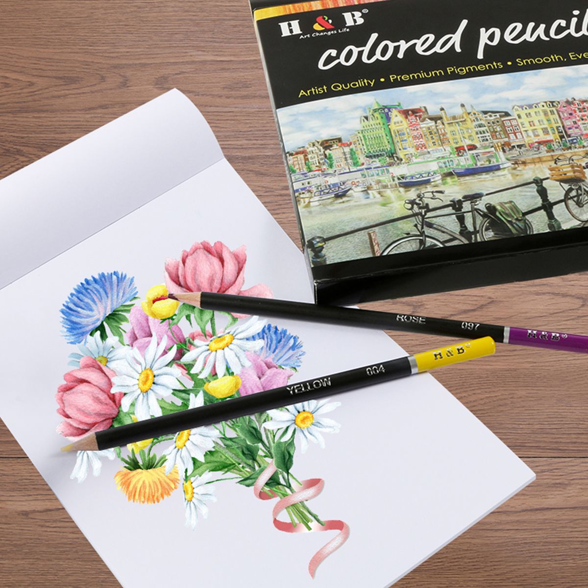 50Pc Oil Colored Pencils Set  Pre-Sharpened Color