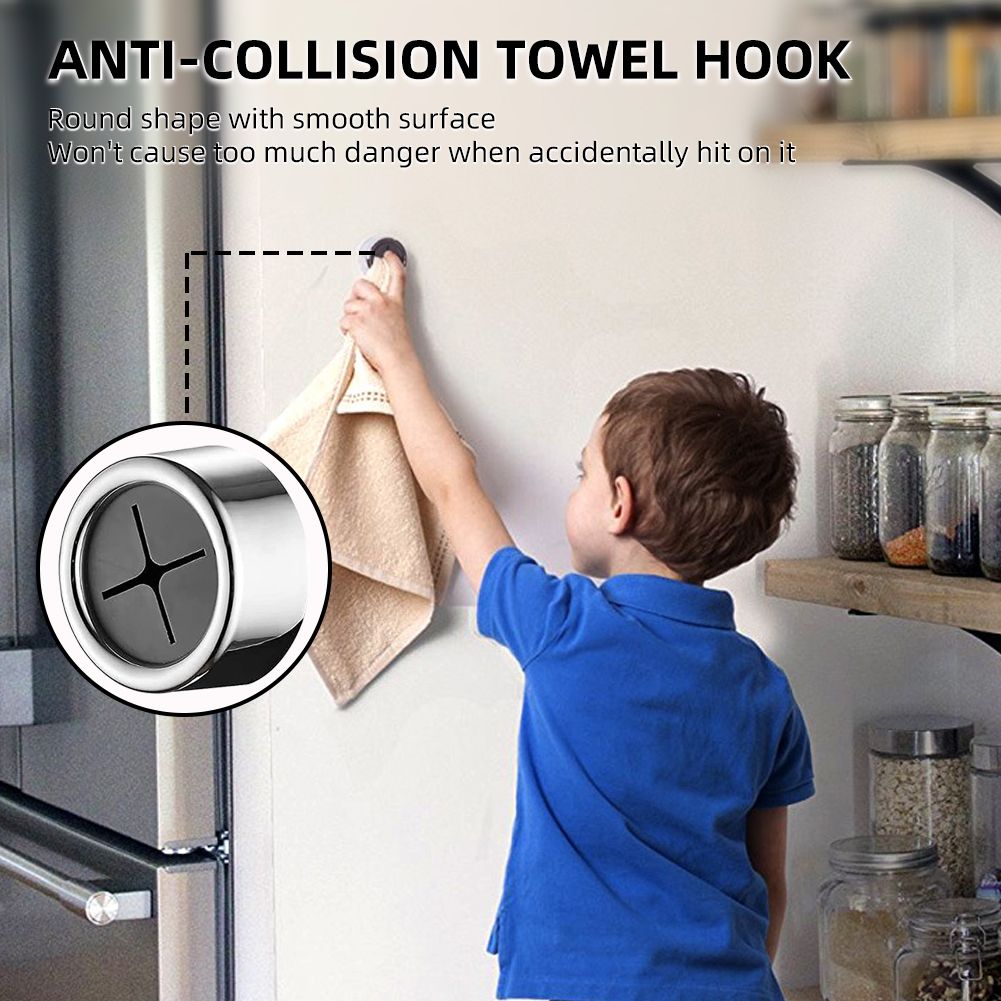 3PCS Towel Holder Round Towel Hook Self Adhesive Easy