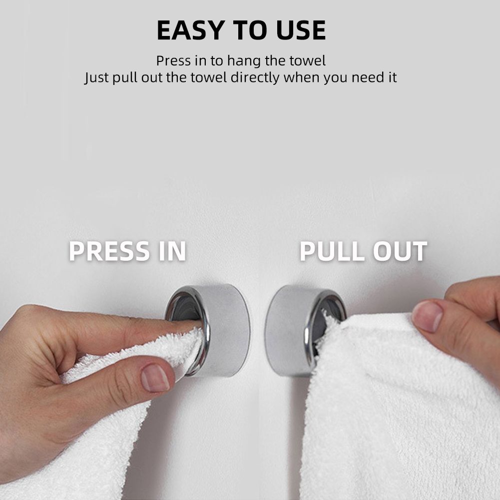 3PCS Towel Holder Round Towel Hook Self Adhesive Easy
