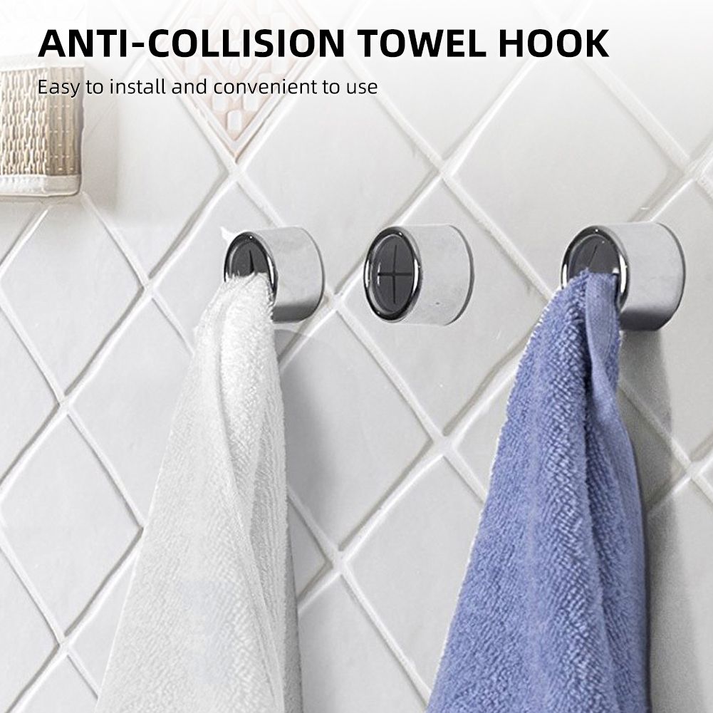 3PCS Towel Holder Round Towel Hook Self Adhesive Easy