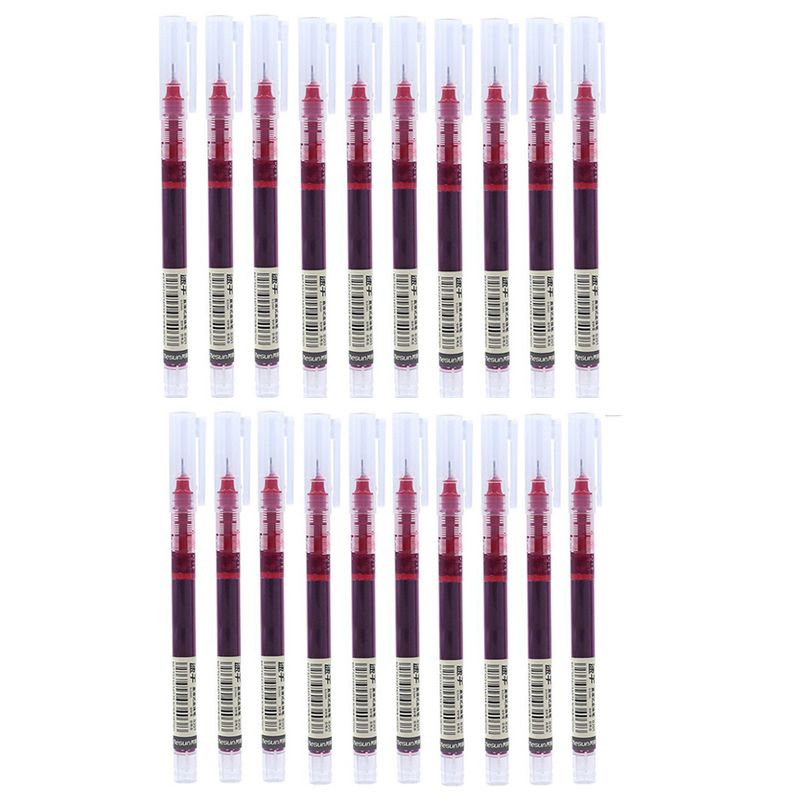 20pcs Quick-drying 0.5 Mm Black Blue Red Ink Writing Pens