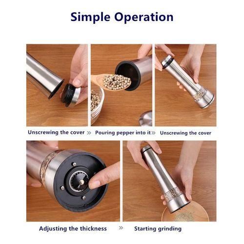 2 Pcs Stainless Steel Manual Salt And Pepper