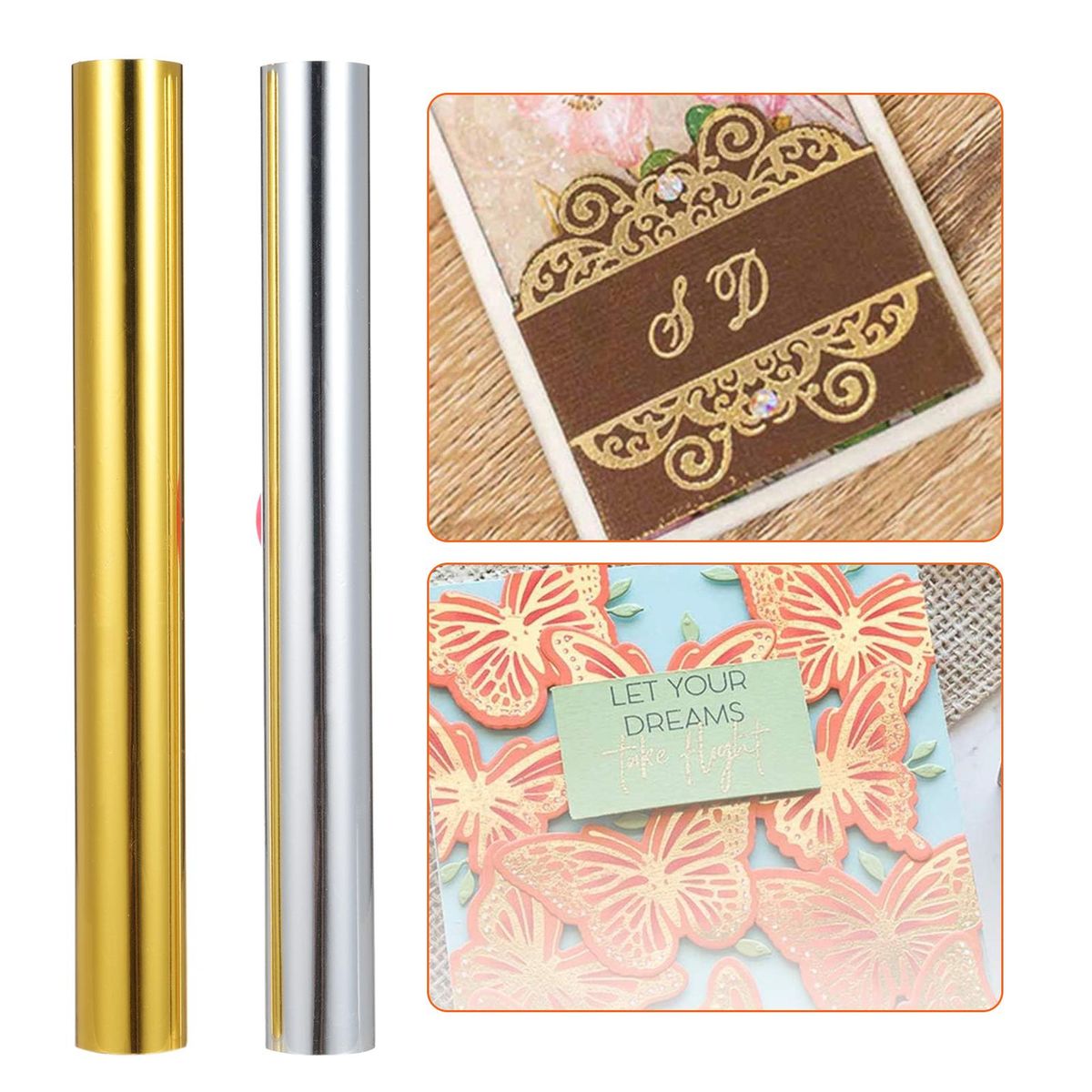 4 Rolls Gold & Silver Hot Foil Paper, Hot Foil Roll Used with Hot Foil Pen