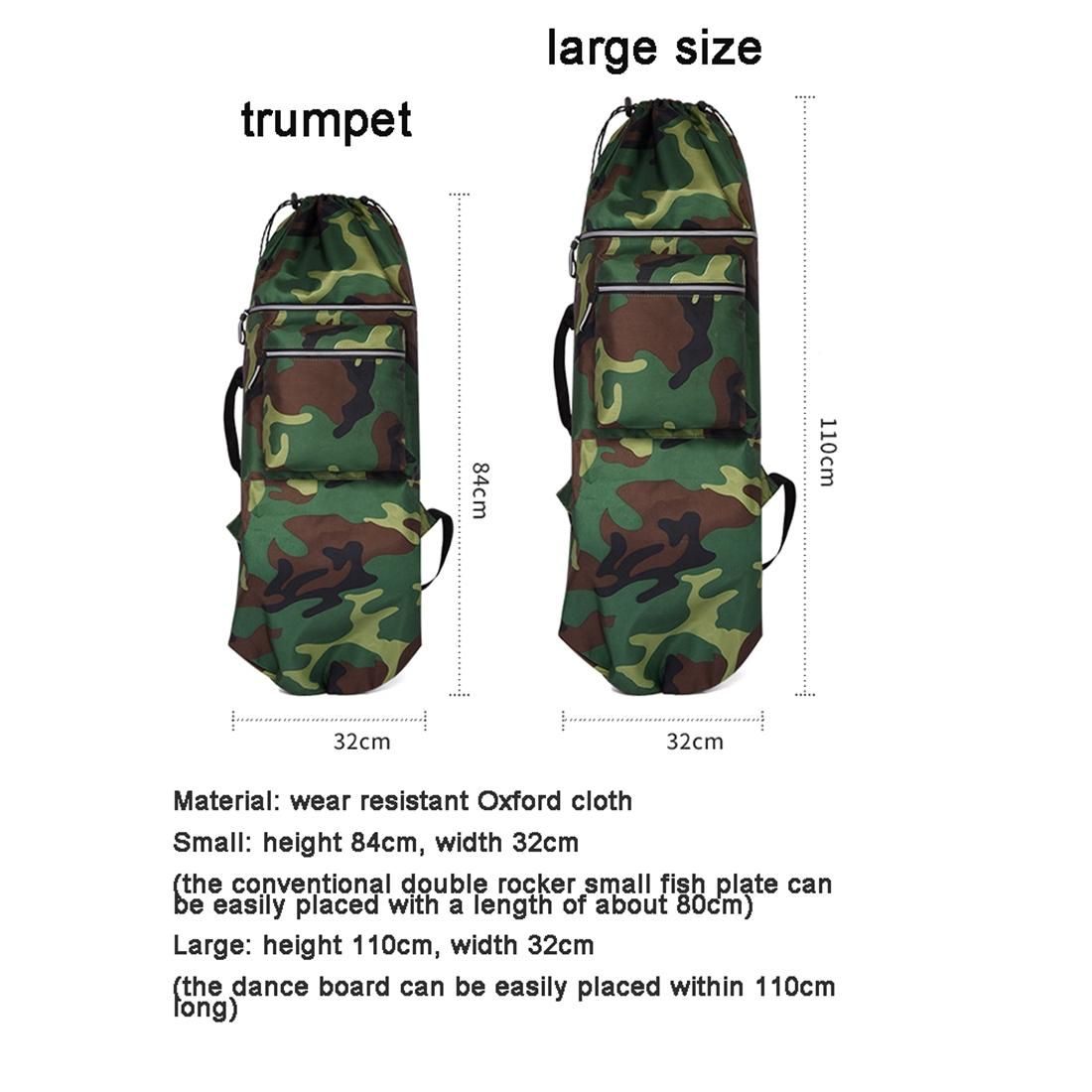 Double Rocker Skateboard Backpack Land Surfboard Bag