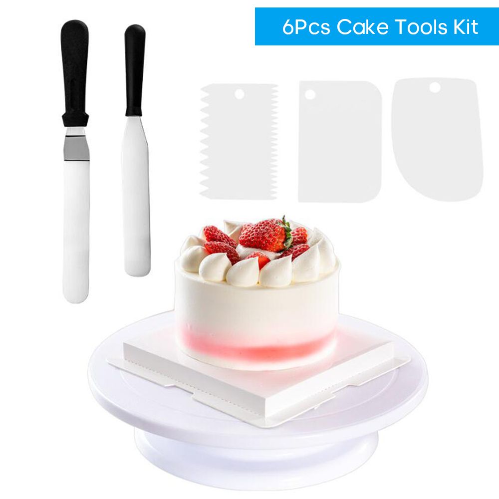 6Pcs Cake Tool Kit 280mm Cake Decorating Rotating Turntable