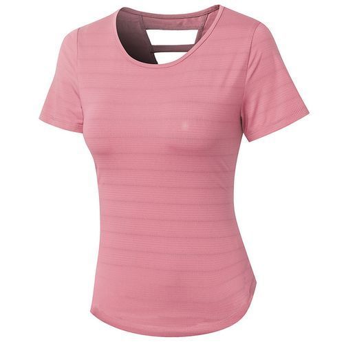 Women's Sport Tops,Summer Short Sleeve Running Gym Yoga T-Shirt（Pink）
