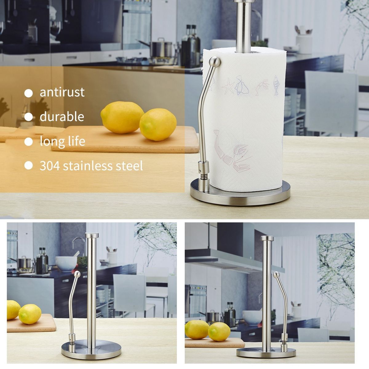Stainless Steel Paper Towel Holder Stand Rack Tissue