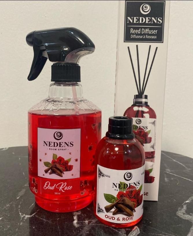 Oud Rose Diffuser & Room Spray Air Freshener 500ml 2pcs