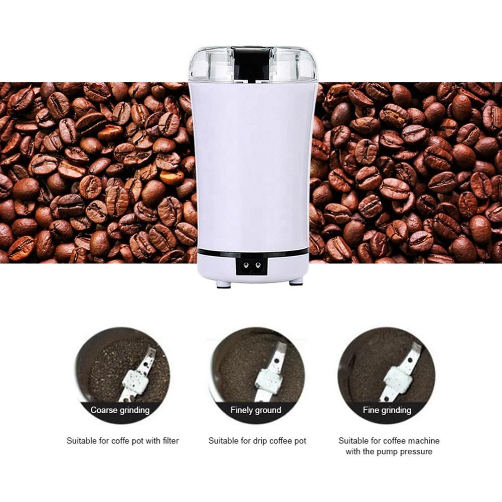 Mini Portable Electric Coffee Bean Grinder Kitchen Tool Herbs Salt Pepper Spices Nuts Grains Crusher EU Plug -Black