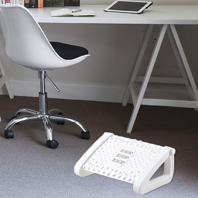 Tilted Foot Rest-- Comfort Back Relief For Furniture Under Desk White