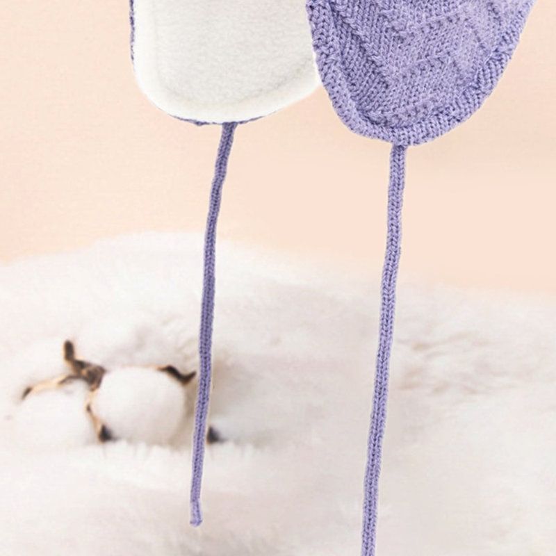 LAOdou 1 Set Hat Circle Scarf Gloves Fashion Pattern-Light Purple