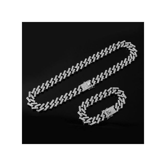 Man 8" Bracelet &18" Cuban NecklaceHip Hop & 9" Wristwatch