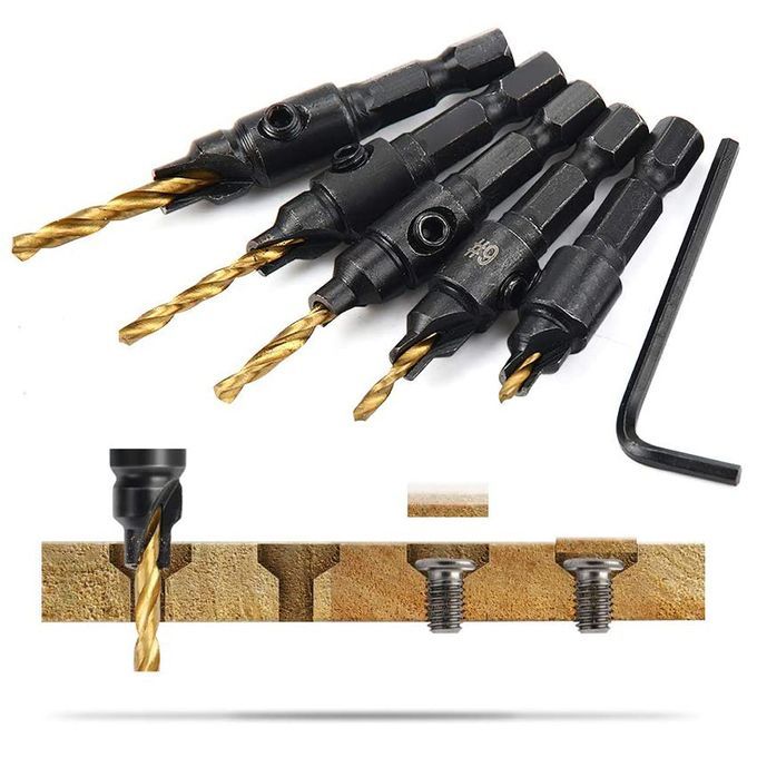 6Pcs Countersink Drill Woodworking Drill Bit Set