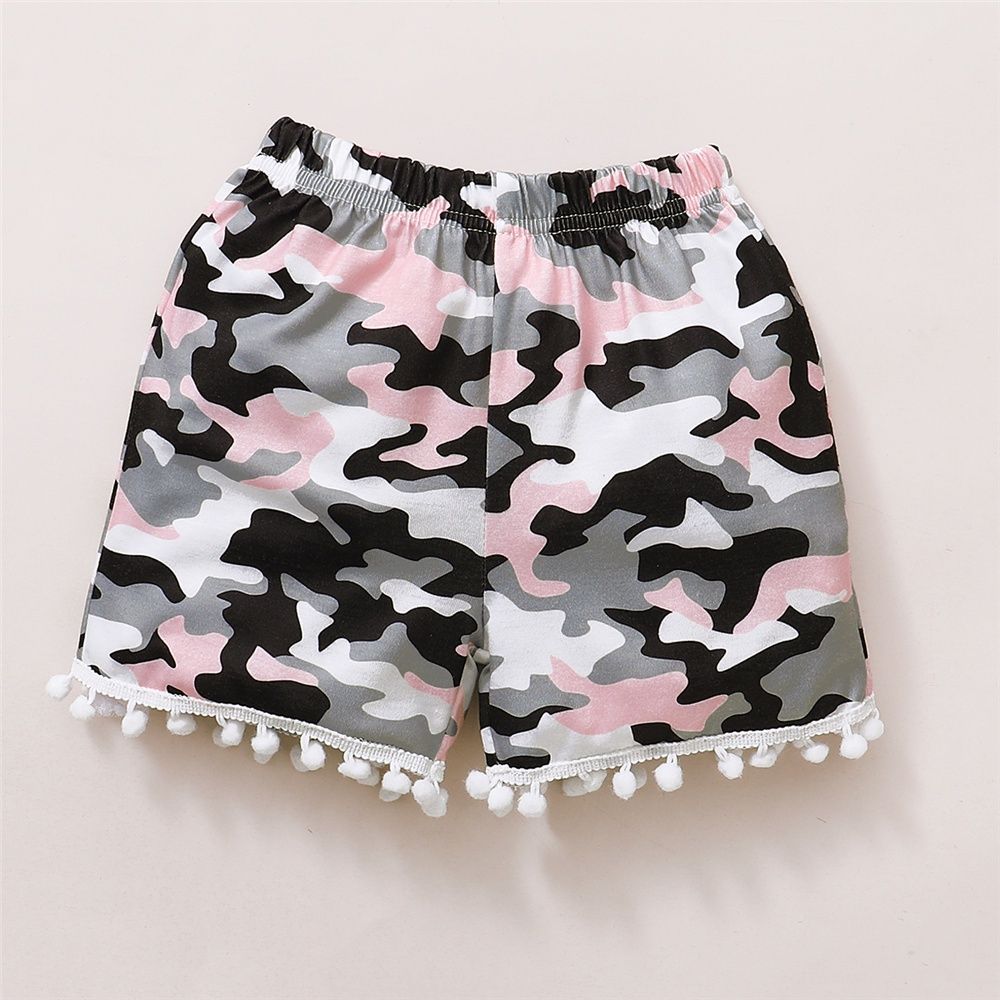 1-5Years Kid Girl Solid Color Sleeveless Tops+Shorts+Headwear