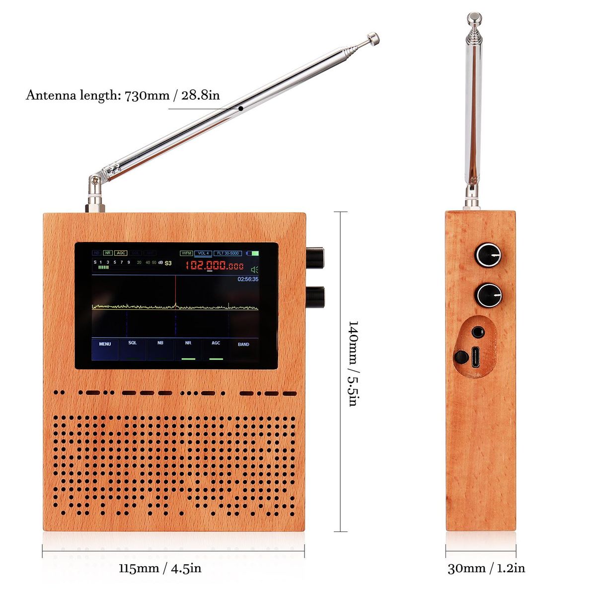 3.5 Inch LCD Screen Digital Signal Receiver Radio Malachite Malahit DSP Receiver Wood Shell Heavy Bass Speakers