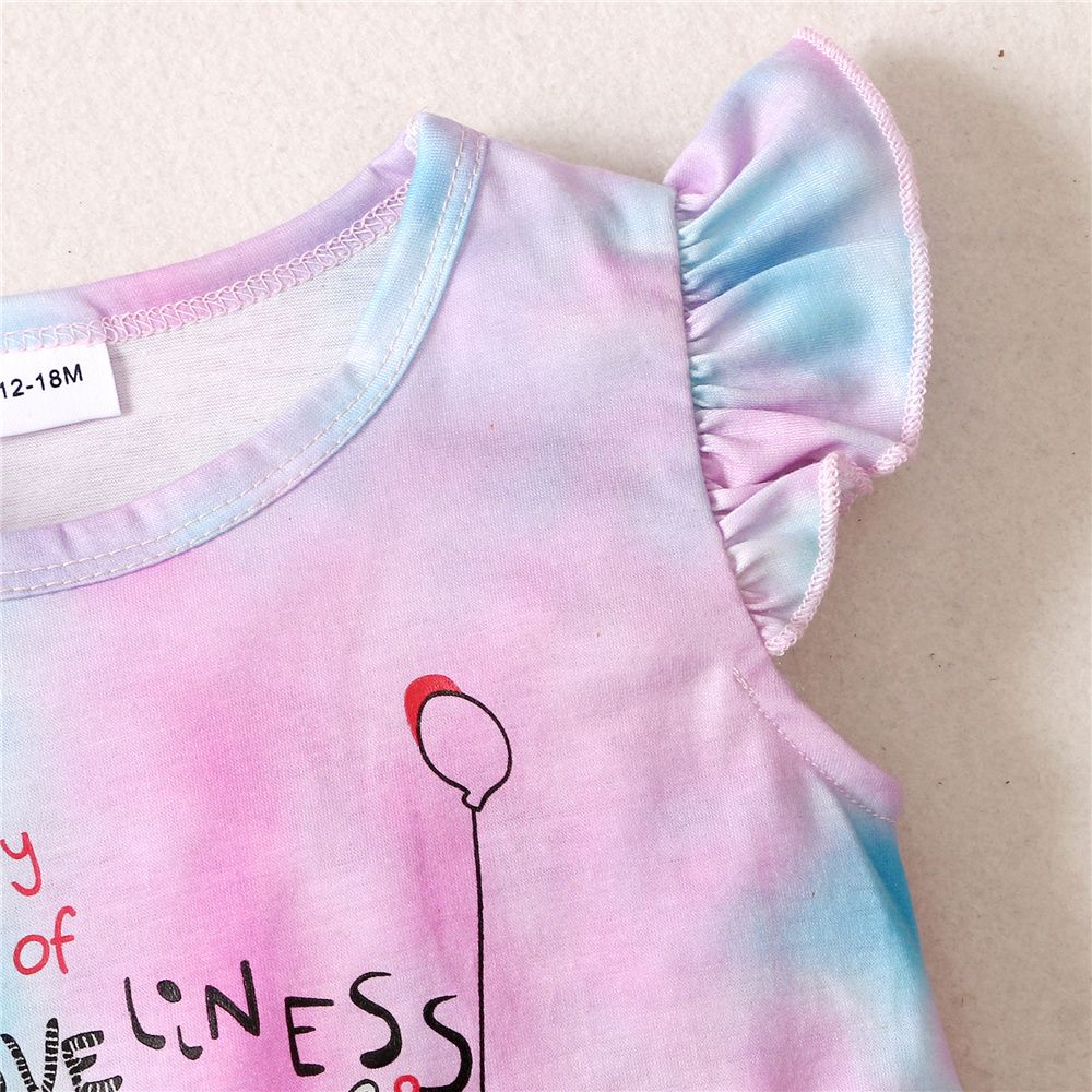 1-5 Years Little Girl 2PCS Suit Set Ruffle Tie Dyed T-shirt+Shorts