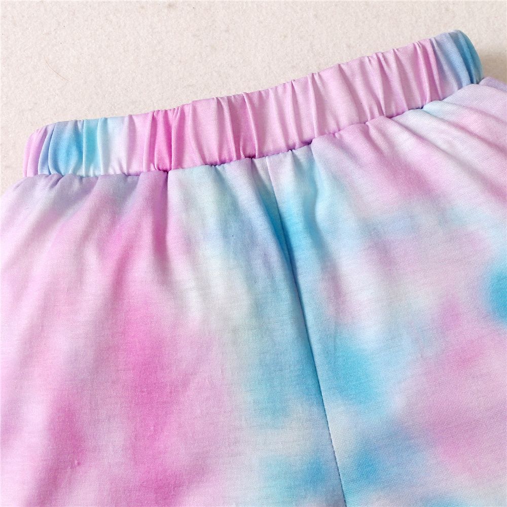 1-5 Years Little Girl 2PCS Suit Set Ruffle Tie Dyed T-shirt+Shorts