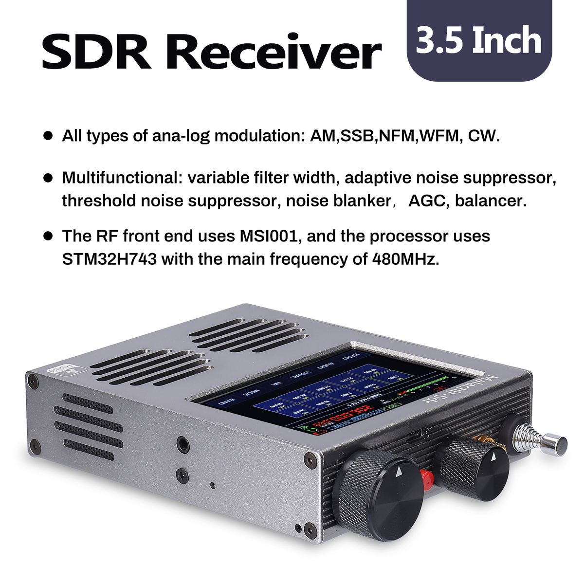 Malachite Receiver 3.5 Inch Touching Screen 50kHz~200MHz