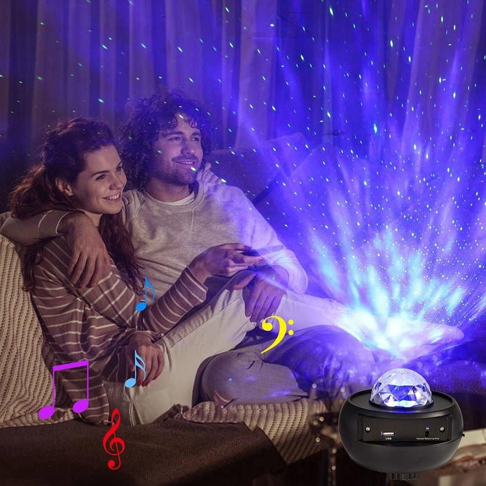 Starry Sky Led Projector Light with Remote Control Led Projection Night Lamp 3 Levels Brightness & 10 Lighting Modes Support U-disk/Card Reader/BT Music Player & Timer Function