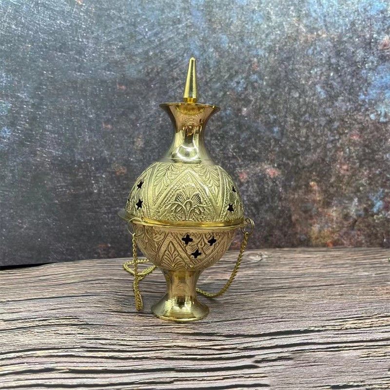 Retro Encensoir Large Pattern Carved Pure Copper Hanging