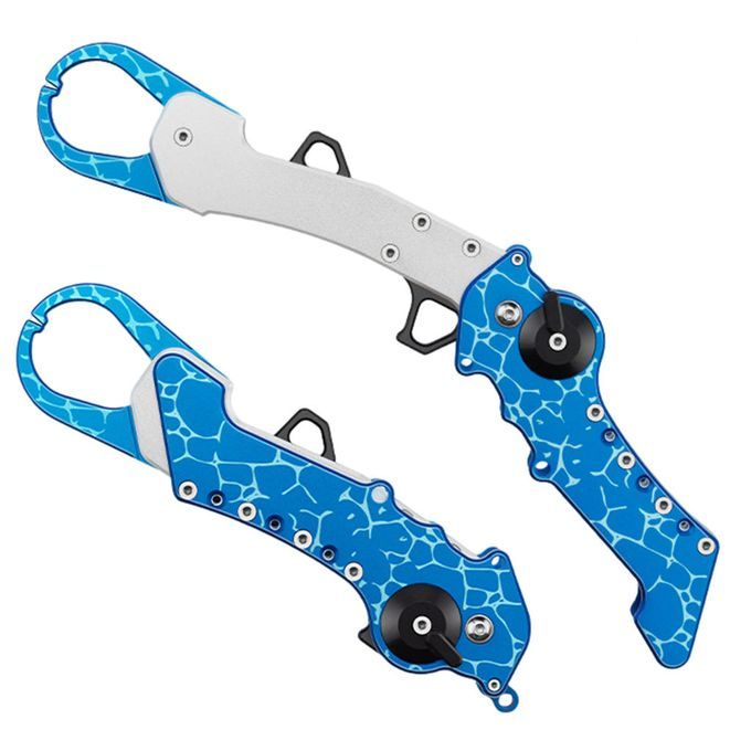 Fish Lip Grip Tool Grilling Cleaning Soft Handle Blue