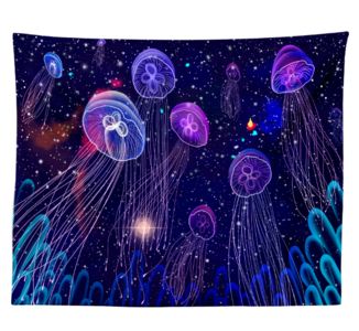 Forest Tapestry Psychedelic Sea Jellyfish Art Wall Hanging Tapestries For Living Room Home Dorm Decor