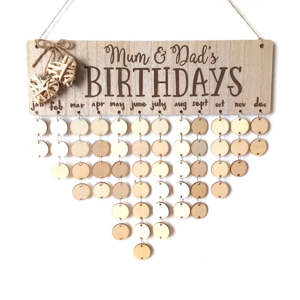 Wooden Calendar Board Sign Family Celebration and Birthday Reminder DIY Wooden Craft for Home Decoration