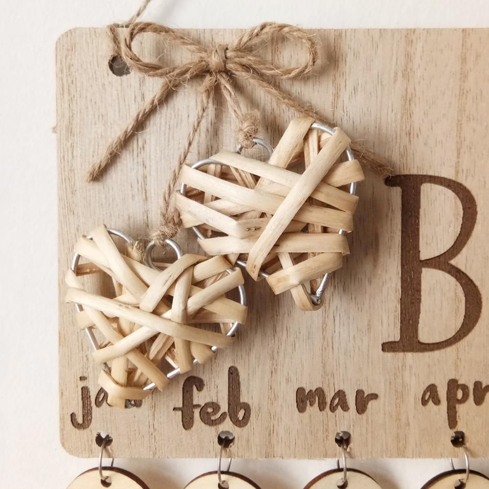 Wooden Calendar Board Sign Family Celebration and Birthday Reminder DIY Wooden Craft for Home Decoration