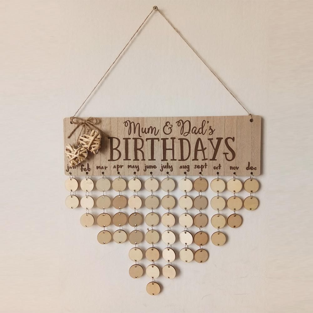 Wooden Calendar Board Sign Family Celebration and Birthday Reminder DIY Wooden Craft for Home Decoration