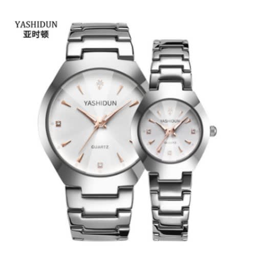 Non Fading Couple's Wristwatch - White & Silver