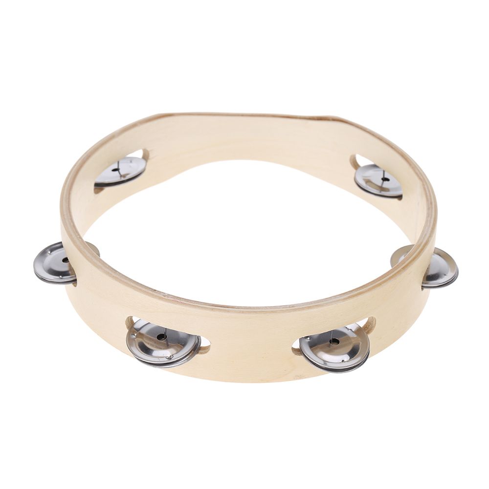 Kids 8" Hand Held Wood Headless Tambourine Bell With Metal