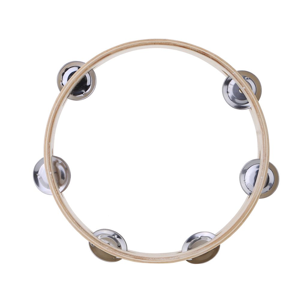 Kids 8" Hand Held Wood Headless Tambourine Bell With Metal