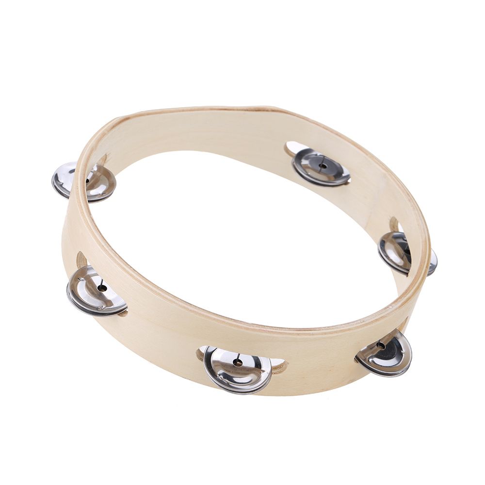 Kids 8" Hand Held Wood Headless Tambourine Bell With Metal