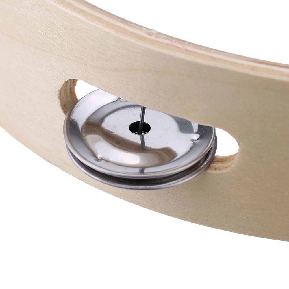 Kids 8" Hand Held Wood Headless Tambourine Bell With Metal