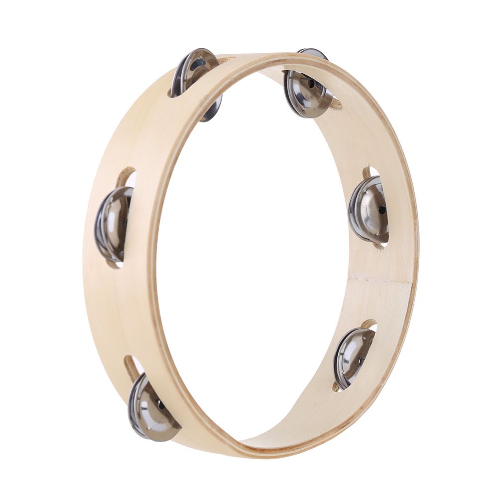 Kids 8" Hand Held Wood Headless Tambourine Bell With Metal