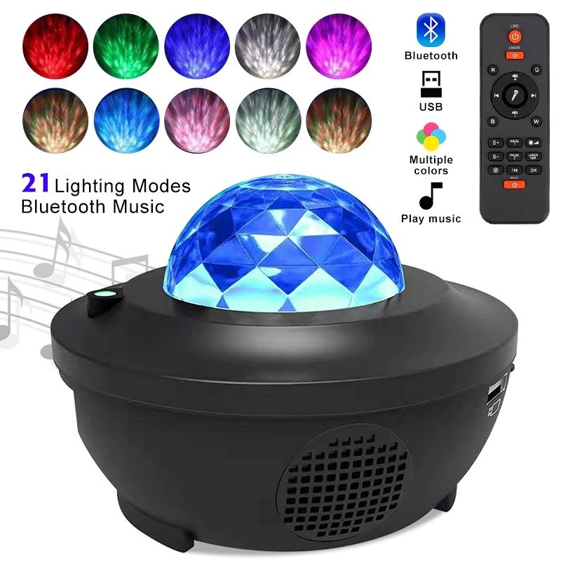 Projector Starry Sky LED Night Lights Galaxy Star With Ocean Wave Music Speaker Nebula Ceiling Lamp Led Lights For Room Gift