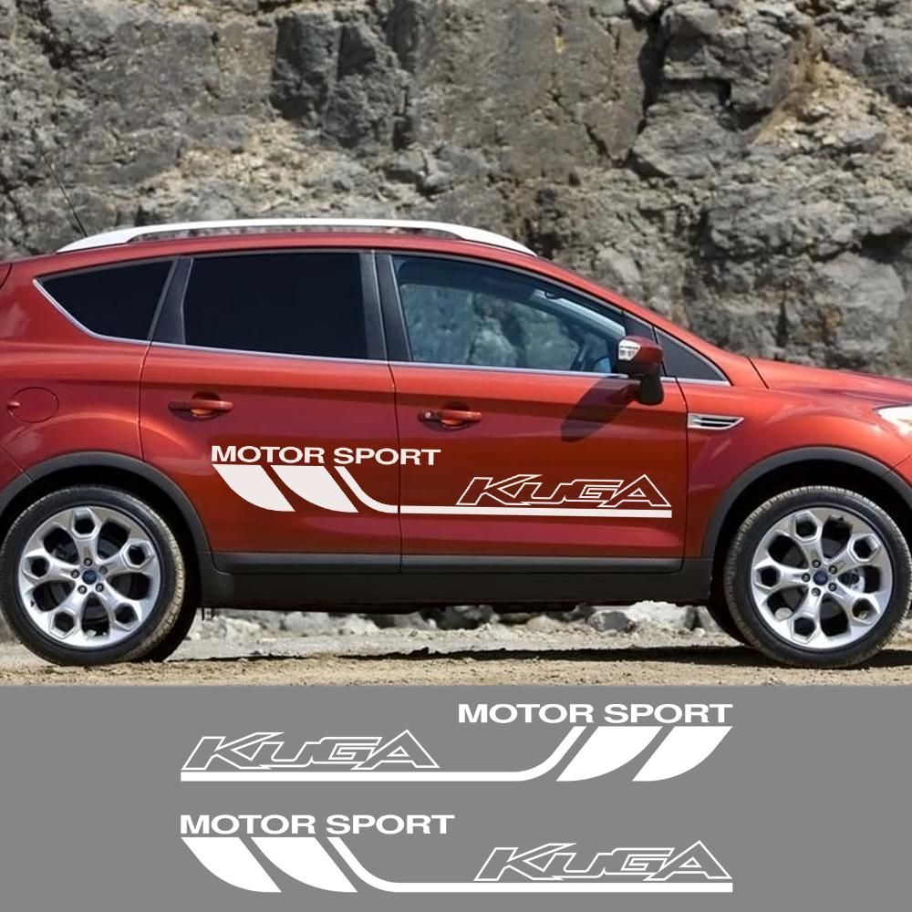 2PCS Car Door Side Decals Auto Vinyl Film Stickers For Ford Kuga MK1 MK2 Sport Styling Both Decor Accessories