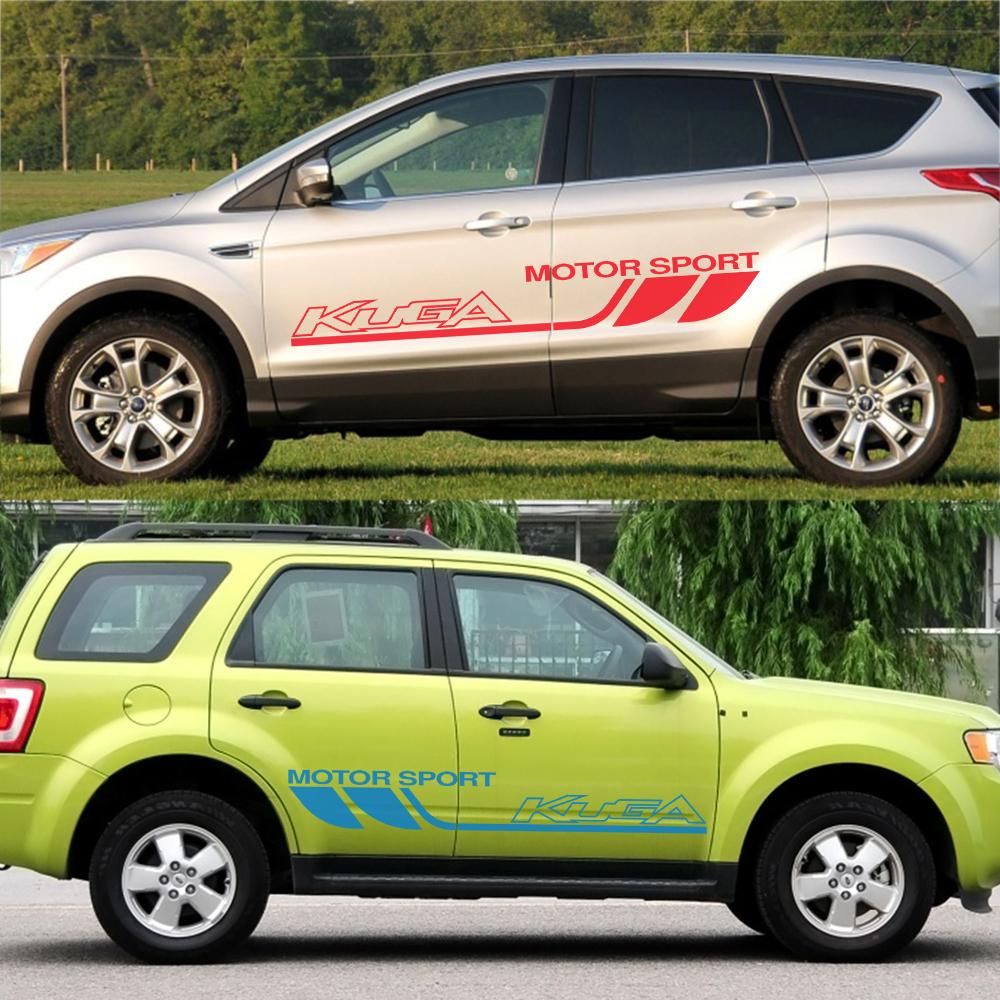 2PCS Car Door Side Decals Auto Vinyl Film Stickers For Ford Kuga MK1 MK2 Sport Styling Both Decor Accessories