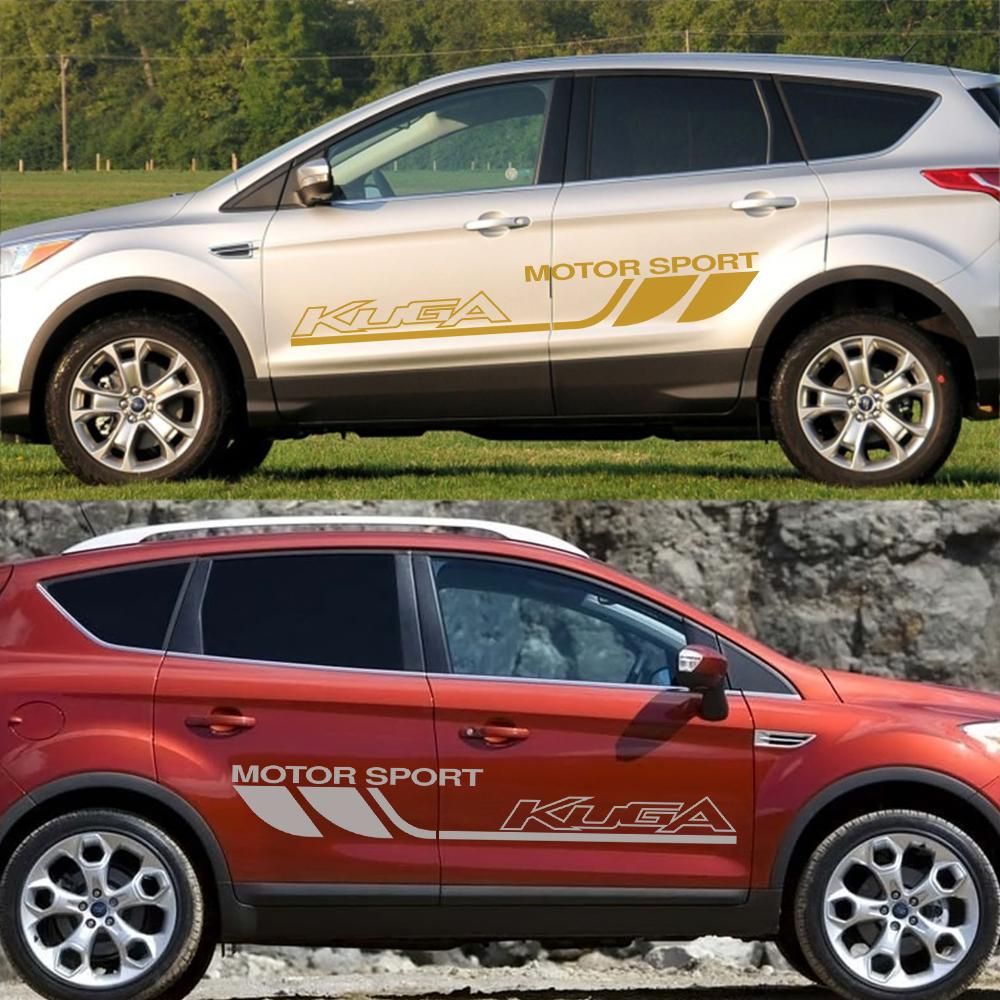 2PCS Car Door Side Decals Auto Vinyl Film Stickers For Ford Kuga MK1 MK2 Sport Styling Both Decor Accessories
