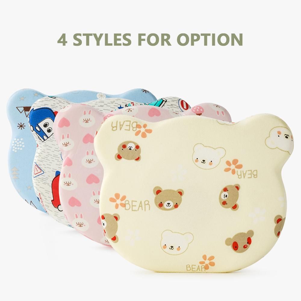 Baby Pillow for Newborn Prevent Flat Head Comfortable Baby Head Shaping Pillow Memory Foam Pillow with Cute Patterns for 0-12 Months Infants