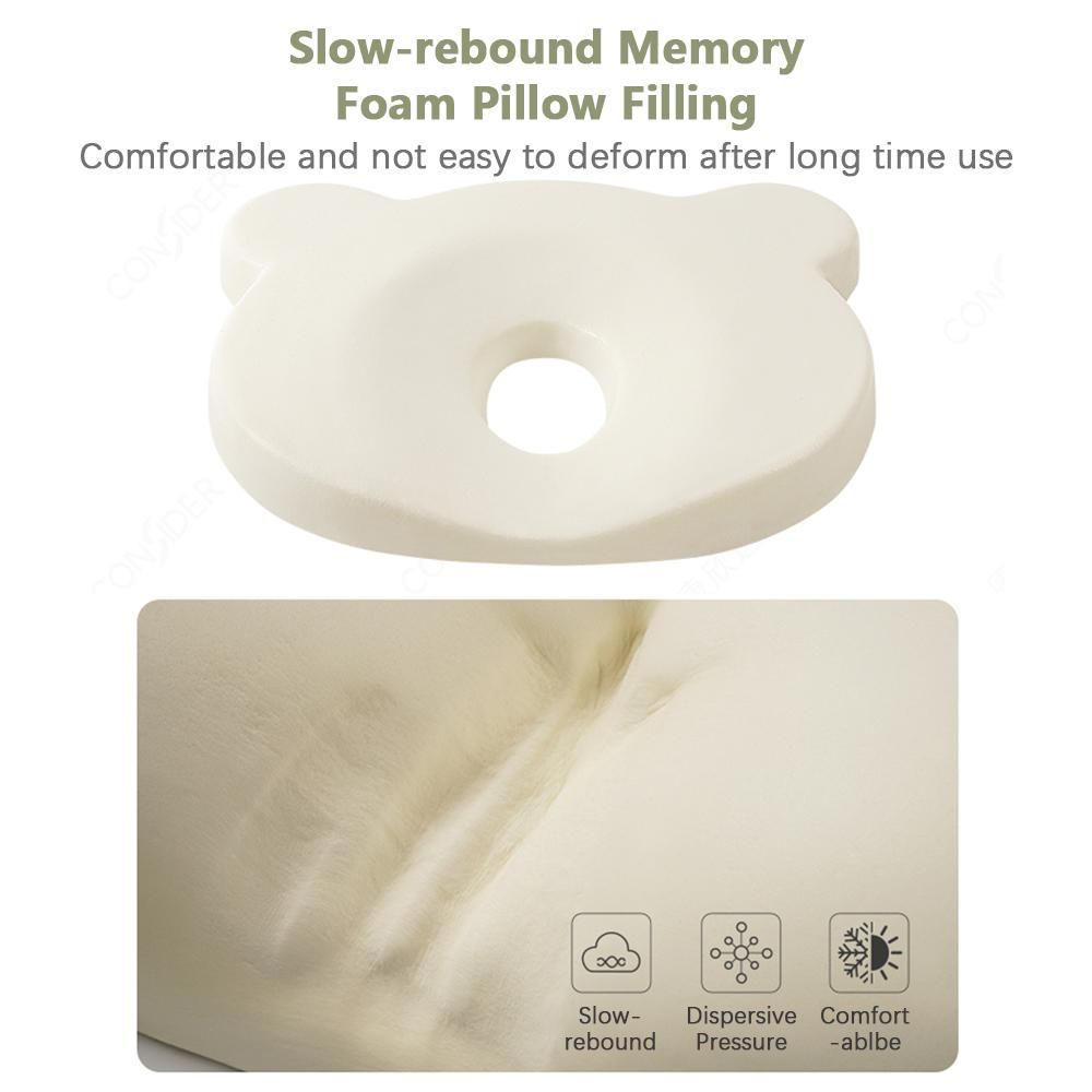 Baby Pillow for Newborn Prevent Flat Head Comfortable Baby Head Shaping Pillow Memory Foam Pillow with Cute Patterns for 0-12 Months Infants