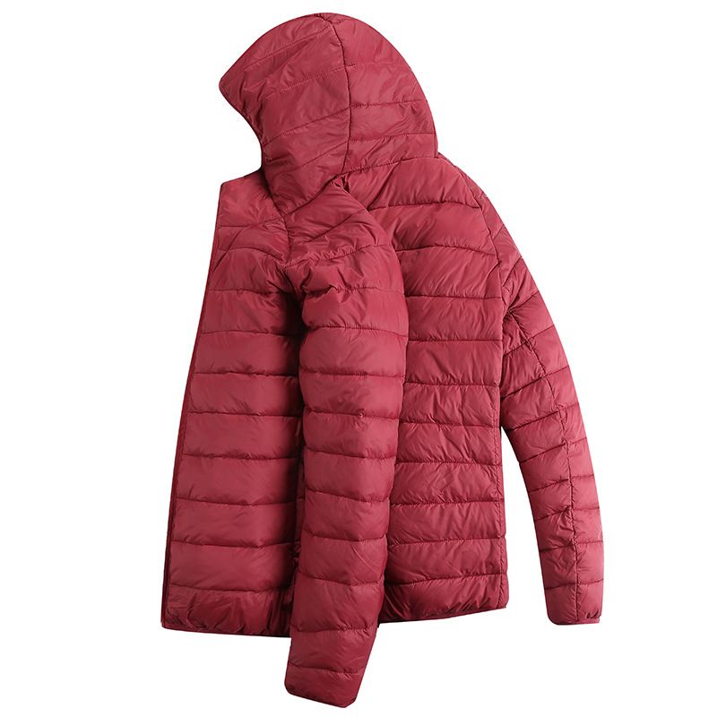 Winter Warm USB Heating Jackets Smart Thermostat Pure Color Hooded - Red