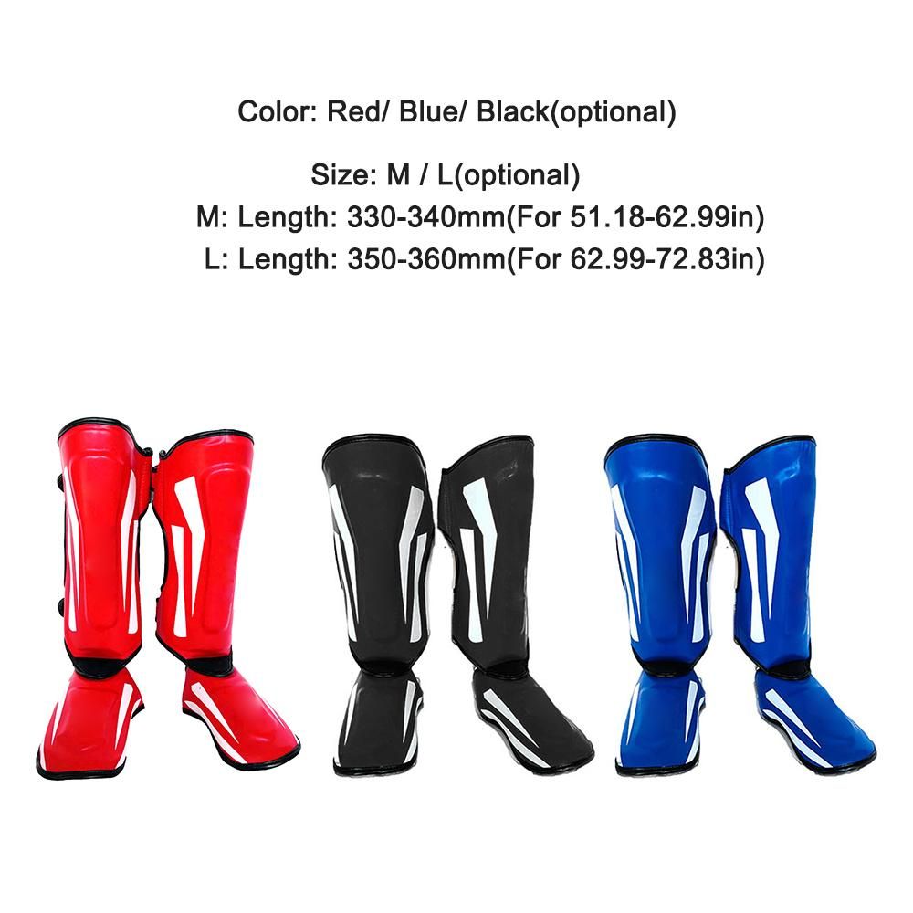 Martial Arts Shin Guards PU Leather Leg Foot Protector Thicken Protective Pads for Kickboxing MMA Training Sparring Equipment