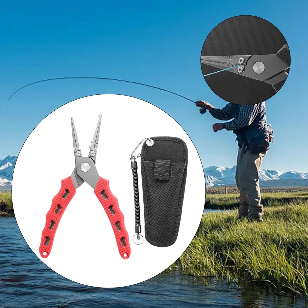 Portable  Pliers Split Ring Hook Remover Stainless Steel Red