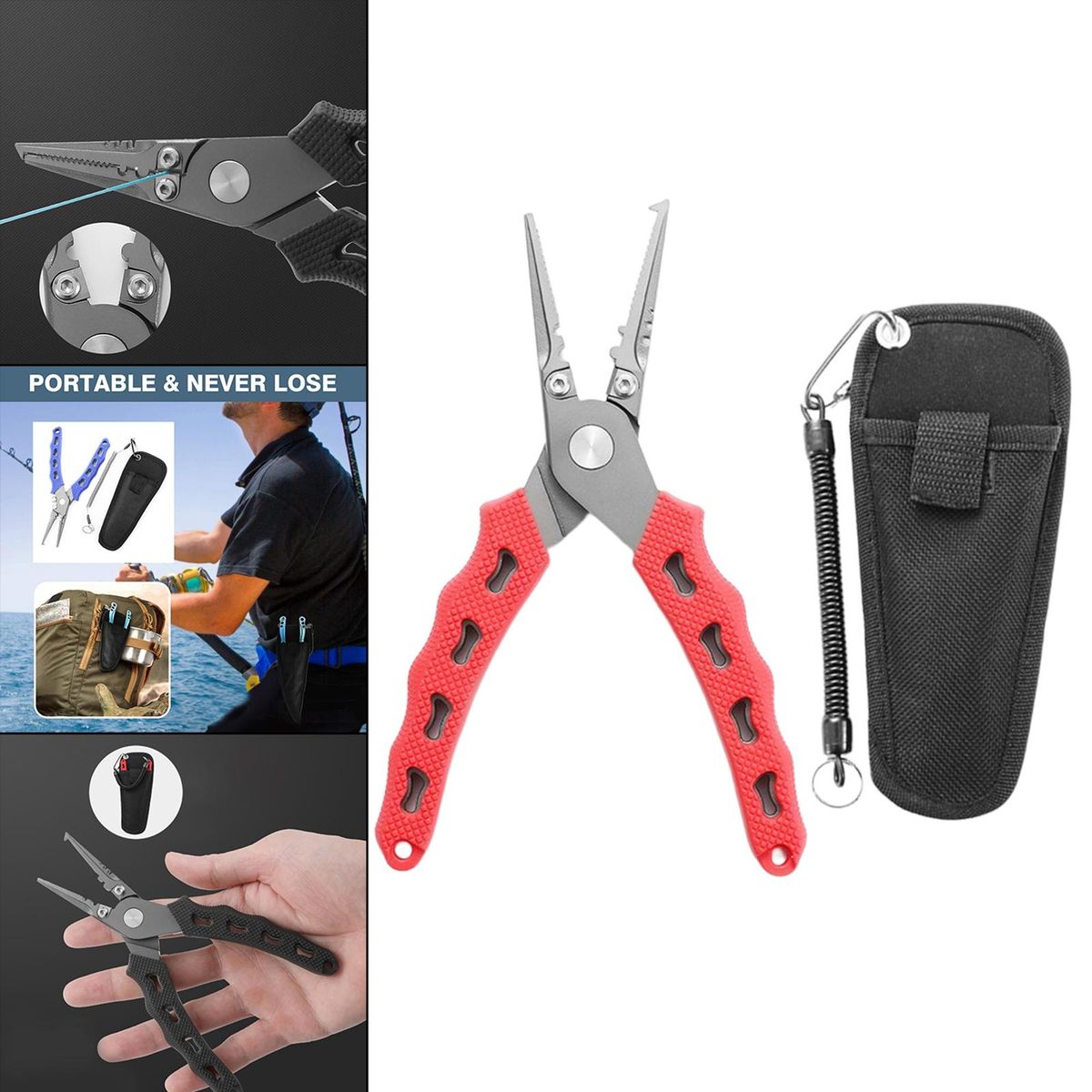 Portable  Pliers Split Ring Hook Remover Stainless Steel Red