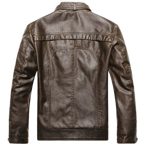 Men's Locomotive Old Washed  Velvet PU Leather Jacket